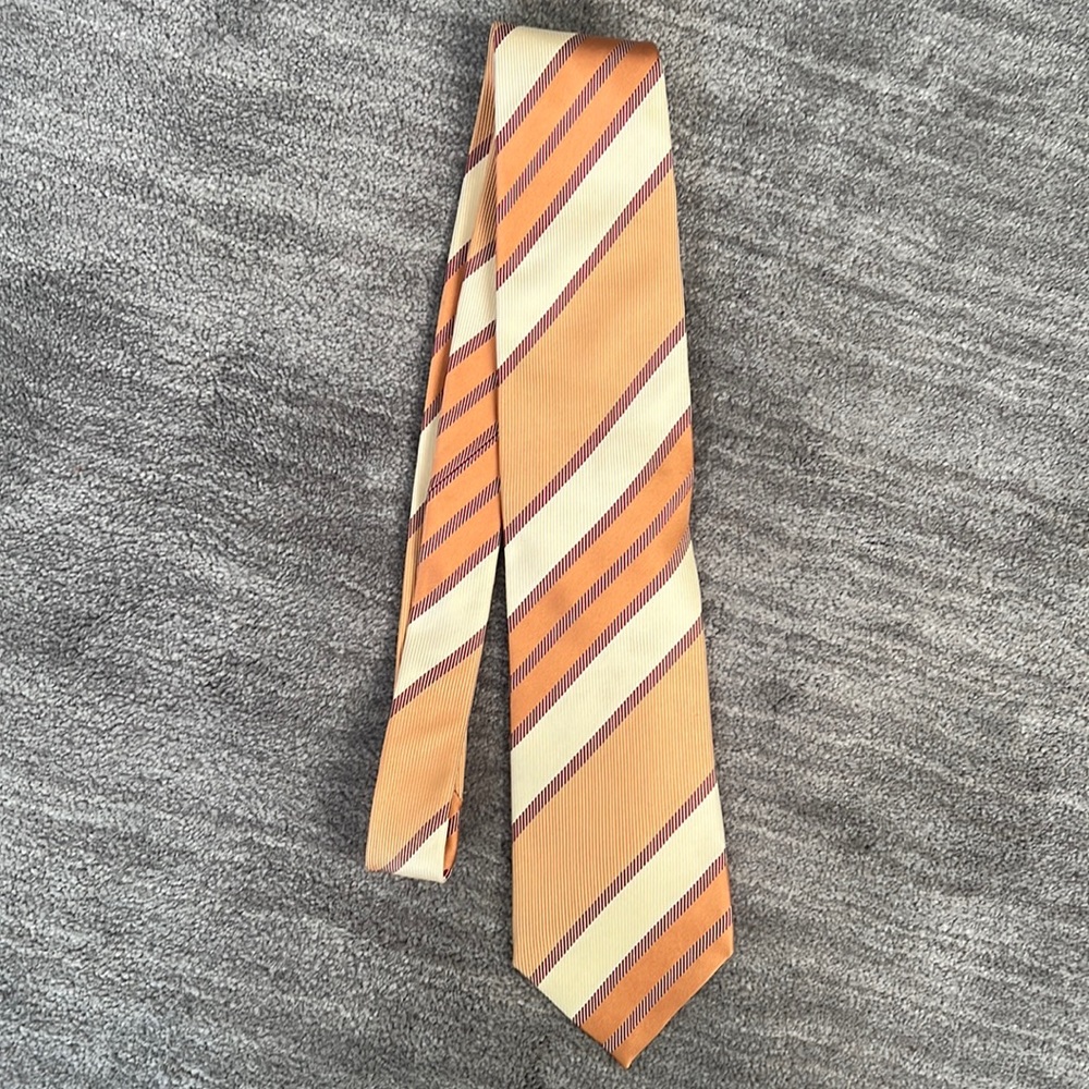 Ermenegildo Zegna Tie - Orange / Cream - 100% silk